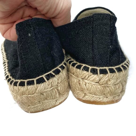 Soludos French Bulldog Embroidered Espadrilles Black Canvas Flats  Summer Vacay - Picture 9 of 16